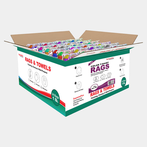 New Multi Color Knit Cleaning Rags - Polybags Master Carton - 1 lb Pack of 24-Wiping Hub