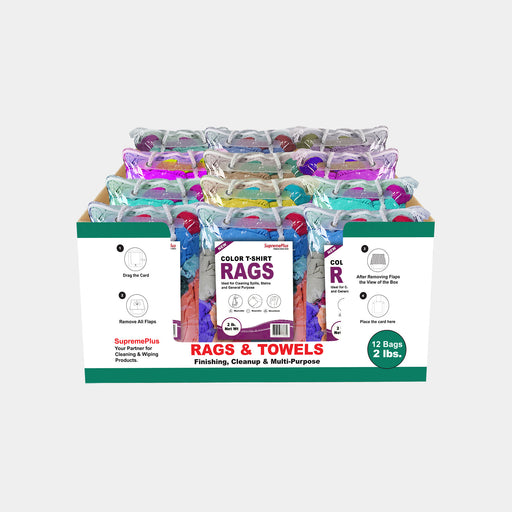 New Multi Color Knit Cleaning Rags - Polybags Master Carton - 2 lbs Pack of 12- Wiping Hub
