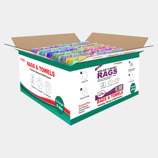 New Multi Color Knit Cleaning Rags - Polybags Master Carton - 2 lbs Pack of 12- Wiping Hub