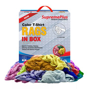 Multi-color washed T-shirt rags from Wiping Hub, 5 lbs, with soft, distressed fabric perfect for cleaning or DIY projects.