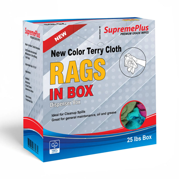 Bulk Color Terry Towel Cleaning Rags – 1000 lbs. Pallet – 40 x 25 lbs. Compressed Boxes - Wiping Hub