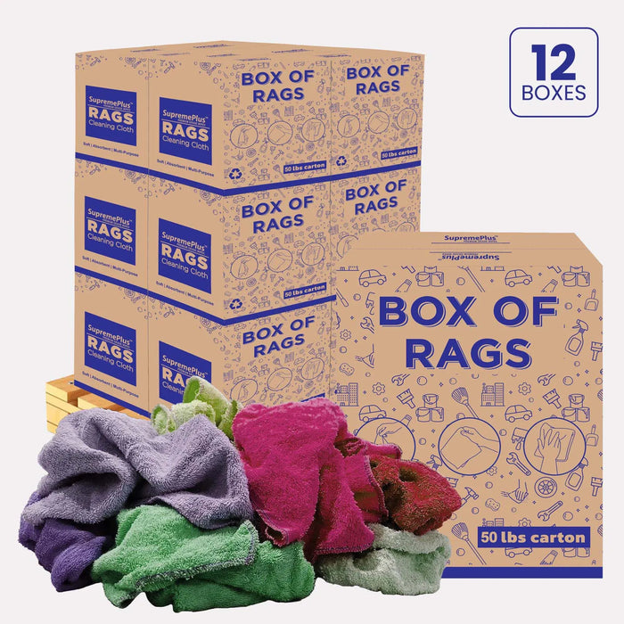 Bulk Color Terry Towel Cleaning Rags – 600 lbs. Pallet – 12 x 50 lbs. Boxes - Wiping Hub