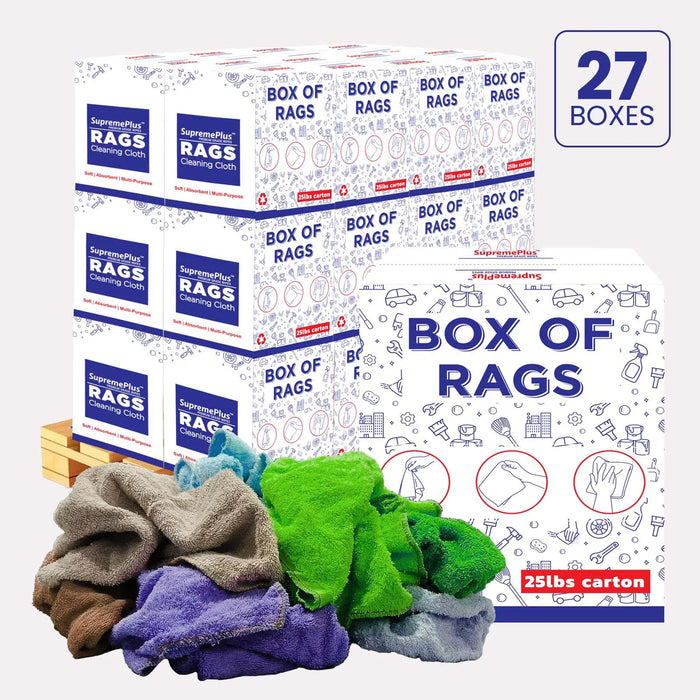 Bulk Color Terry Towel Cleaning Rags – 675 lbs. Pallet – 27 x 25 lbs. Boxes - Wiping Hub