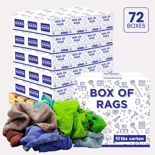 New Color Terry Towel Cleaning Rags - 720 lbs Pallet - 72 x 10 lbs Boxes - Wiping Hub