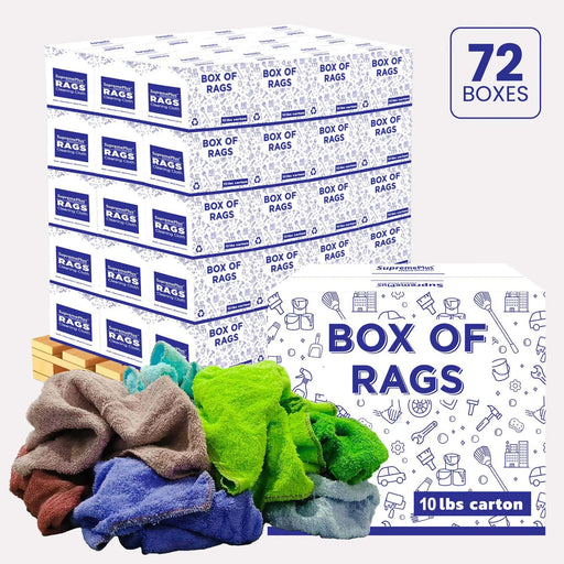 Bulk Color Terry Towel Cleaning Rags – 720 lbs. Pallet – 72 x 10 lbs. Boxes - Wiping Hub