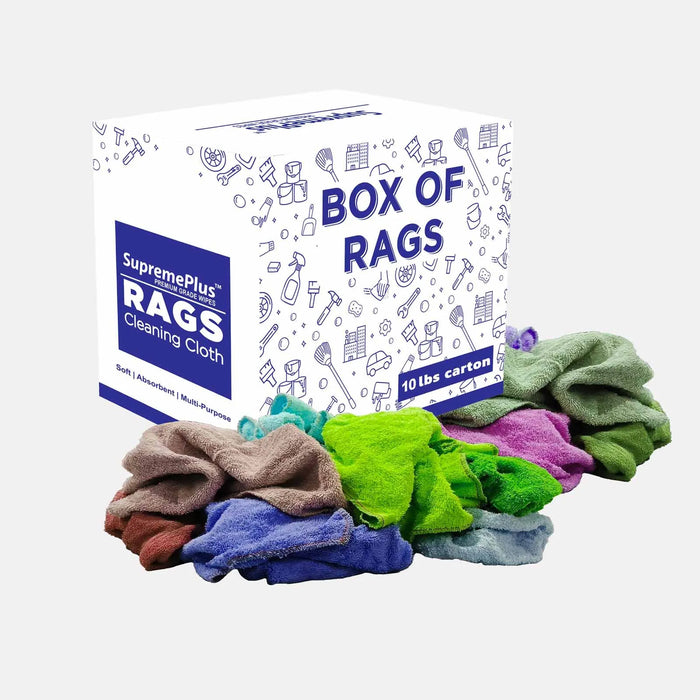 New Color Terry Towel Cleaning Rags - 10 lbs. Box - Wiping Hub