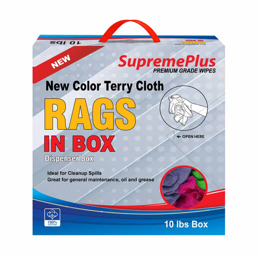 New Color Terry Towel Cleaning Rags – 10 lbs Compressed Box – Wiping Hub