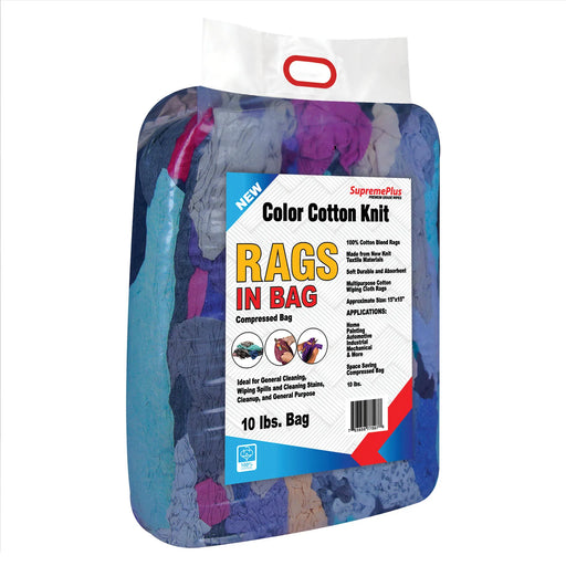 New Multicolor Knit T-Shirt Cleaning Rags - 10 lbs Bag - Wiping Hub