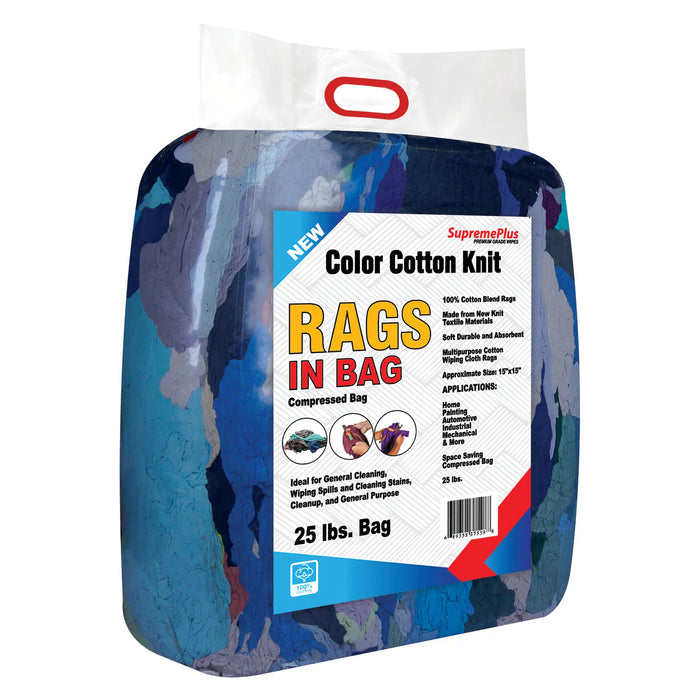 New Multicolor Knit T-Shirt Cleaning Rags - 25 lbs Bag - Wiping Hub