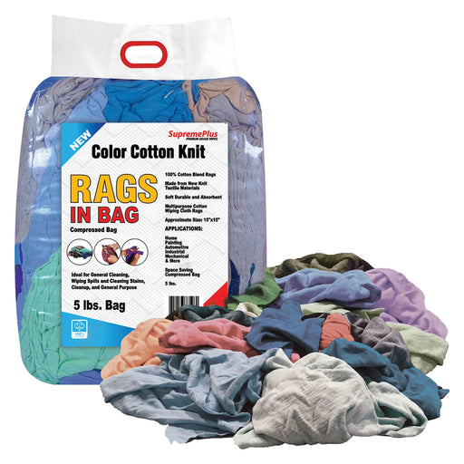 New Multi Color Knit T-Shirt Cleaning Rags - 5 lbs Bag - Wiping Hub