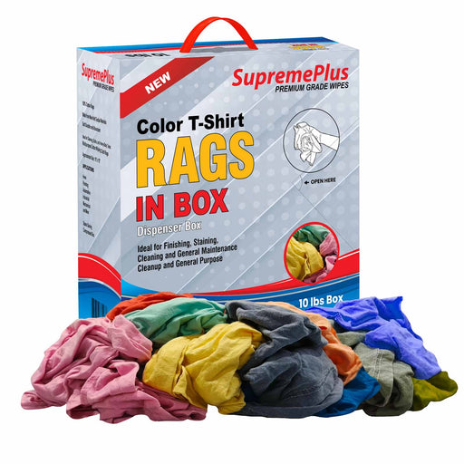 New Multicolor Knit T-Shirt Cleaning Rags - 10 lbs Compressed Box - Wiping Hub