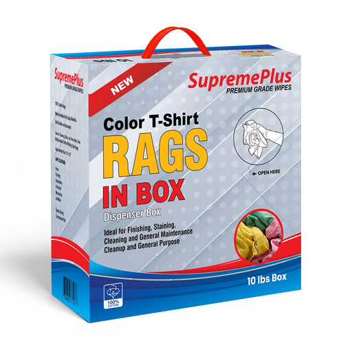 New Multi Color Knit T-Shirt Cleaning Rags - 10 lbs Compressed Box - Wiping Hub