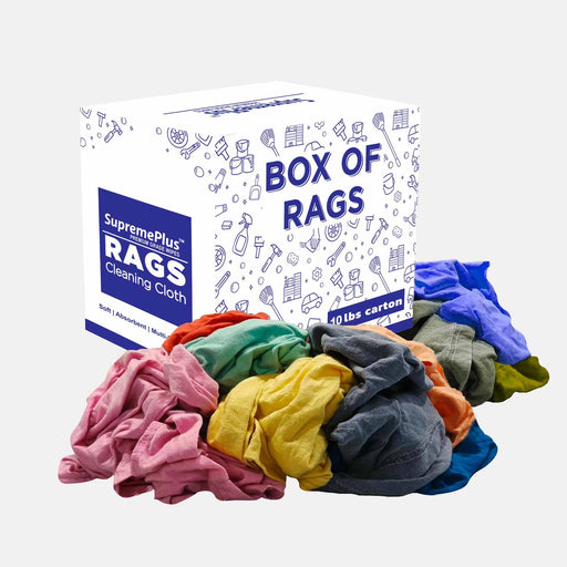 New Multi Color Knit T-Shirt Cleaning Rags - 10 lbs Box - Wiping Hub