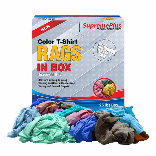 New Multicolor Knit T-Shirt Cleaning Rags - 25 lbs Compressed Box - Wiping Hub
