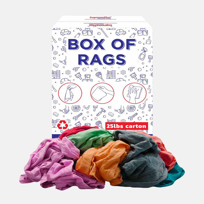 New Multicolor Knit T-Shirt Cleaning Rags - 25 lbs Box - Wiping Hub