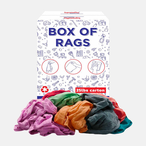 New Multi Color Knit T-Shirt Cleaning Rags - 25 lbs Box - Wiping Hub