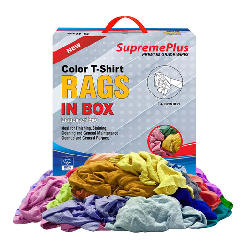 New Multi Color Knit T-Shirt Cleaning Rags - 5 lbs Compressed Box - Wiping Hub