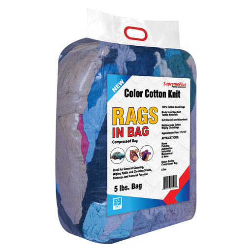New Multi Color Knit T-Shirt Cleaning Rags - 5 lbs Bag - Wiping Hub