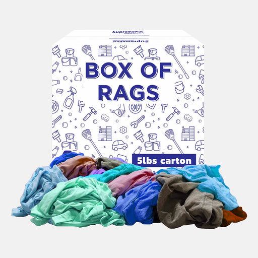 New Multicolor Knit T-Shirt Cleaning Rags - 5 lbs Box - Wiping Hub