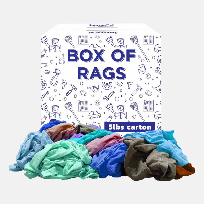 New Multicolor Knit T-Shirt Cleaning Rags - 5 lbs Box - Wiping Hub