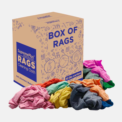 New Multi Color Knit T-Shirt Cleaning Rags - 50 lbs Box - Wiping Hub