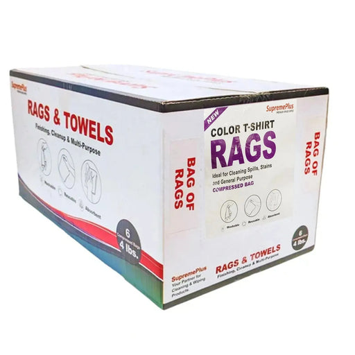 New Multi-Color Washed T-Shirt Rags - 4 lbs. Bag  - Pack of 6