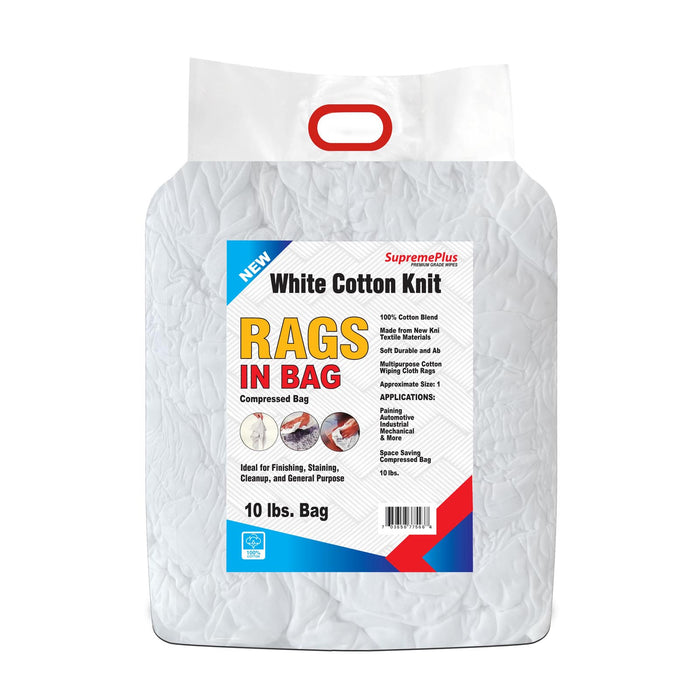New Premium White Washed T-shirt Rags - 10 lbs. Bag