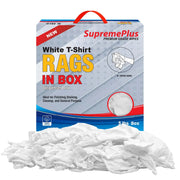 New Premium White Washed T-shirt Rags - 5 lbs. Compressed Box - Wiping Hub