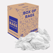New Premium White Washed T-shirt Rags - 50 lbs. Box - Wiping Hub