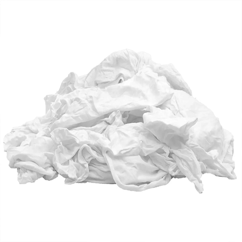 New Premium White Washed T-shirt Rags - 1000 lbs. Pallet - 40 x 25 lbs. Compressed Boxes - Wiping Hub