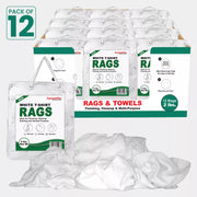White washed T-shirt material rags by Wiping Hub, showing soft, textured fabric in a clear image.
