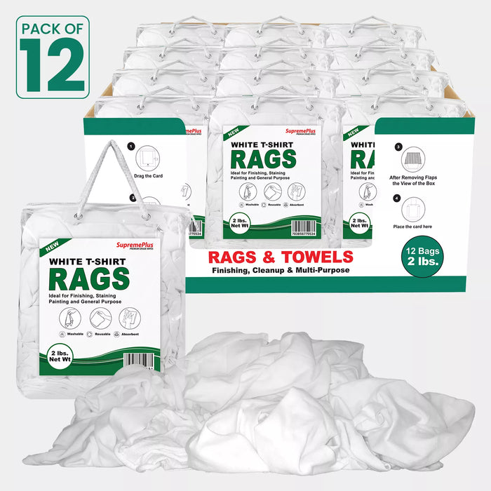 White washed T-shirt material rags by Wiping Hub, showing soft, textured fabric in a clear image.