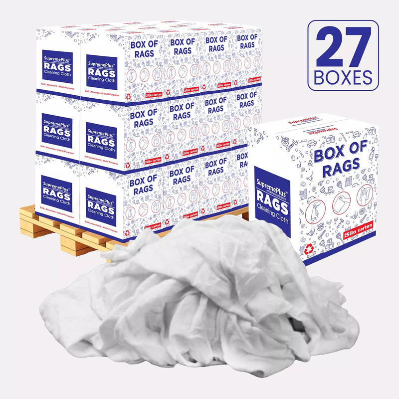 Bulk New White Flannel / Thermal Rags - 675 lbs. Pallet - 27 x 25 lbs. Boxes