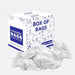 White washed T-shirt material rags in a 10lb box from Wiping Hub, ideal for cleaning and industrial use.