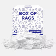 White washed T-shirt material rags, premium quality, 5 lbs, suitable for cleaning and wiping, from Wiping Hub.