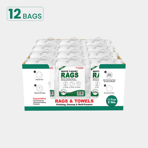 New White Knit Cleaning Rags - Polybags Master Carton - 2 lbs Pack of 12-Wiping Hub