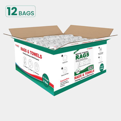 New White Knit Cleaning Rags - Polybags Master Carton - 2 lbs Pack of 12-Wiping Hub