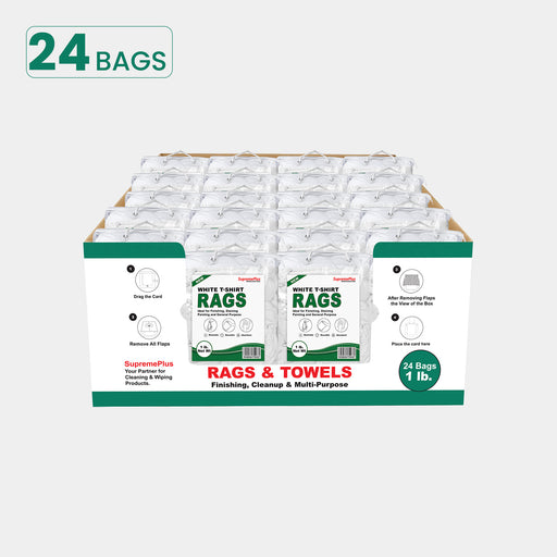 New White Knit Cleaning Rags - Polybags Master Carton - 1 lb Pack of 24-Wiping Hub