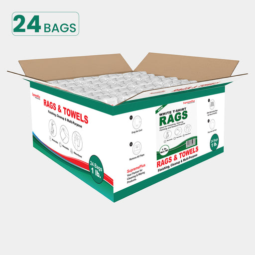 New White Knit Cleaning Rags - Polybags Master Carton - 1 lb Pack of 24-Wiping Hub