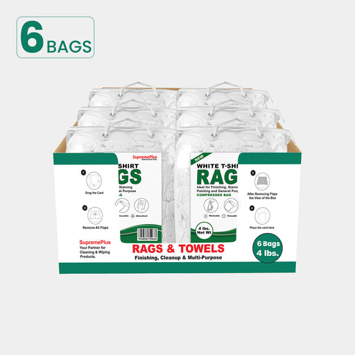 New White Knit Cleaning Rags - Polybags Master Carton - 4 lb Pack of 6-Wiping Hub