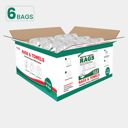 New White Knit Cleaning Rags - Polybags Master Carton - 4 lb Pack of 6-Wiping Hub