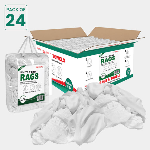 New White Knit Cleaning Rags - Polybags Master Carton - 1 lb Pack of 24