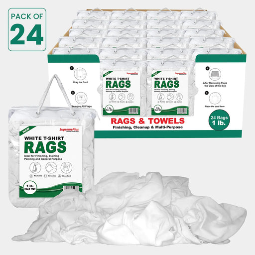 New White Knit Cleaning Rags - Polybags Master Carton - 1 lb Pack of 24