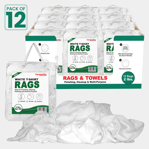 New White Knit Cleaning Rags - Polybags Master Carton - 2 lbs Pack of 12
