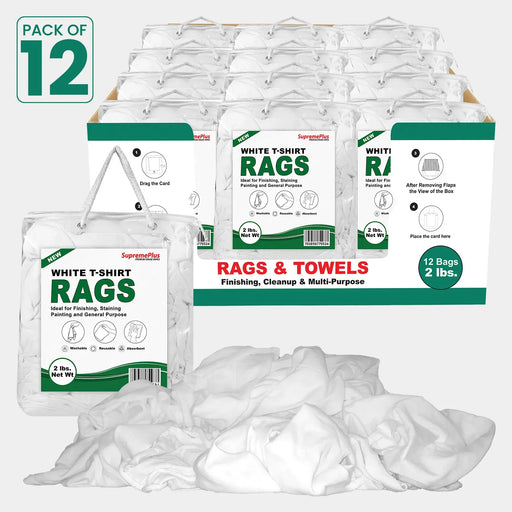New White Knit Cleaning Rags - Polybags Master Carton - 2 lbs Pack of 12