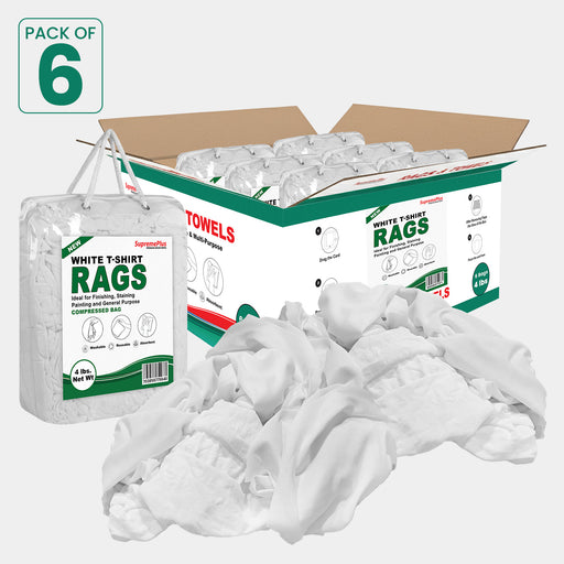 New White Knit Cleaning Rags - Polybags Master Carton - 4 lb Pack of 6