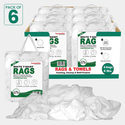 New White Knit Cleaning Rags - Polybags Master Carton - 4 lb Pack of 6