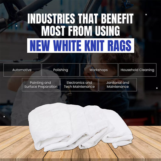 White washed T-shirt material rags from Wiping Hub, perfect for cleaning and wiping tasks with soft, durable fabric.