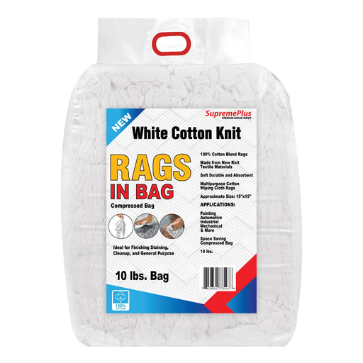 New Premium White Washed T-shirt Rags - 10 lbs. Bag - Wiping Hub