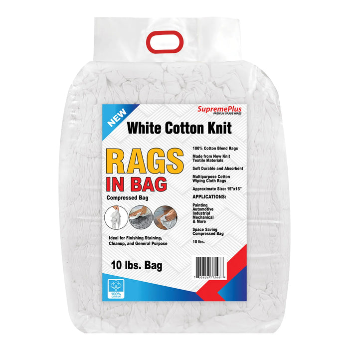 New Premium White Washed T-shirt Rags - 10 lbs. Bag - Wiping Hub